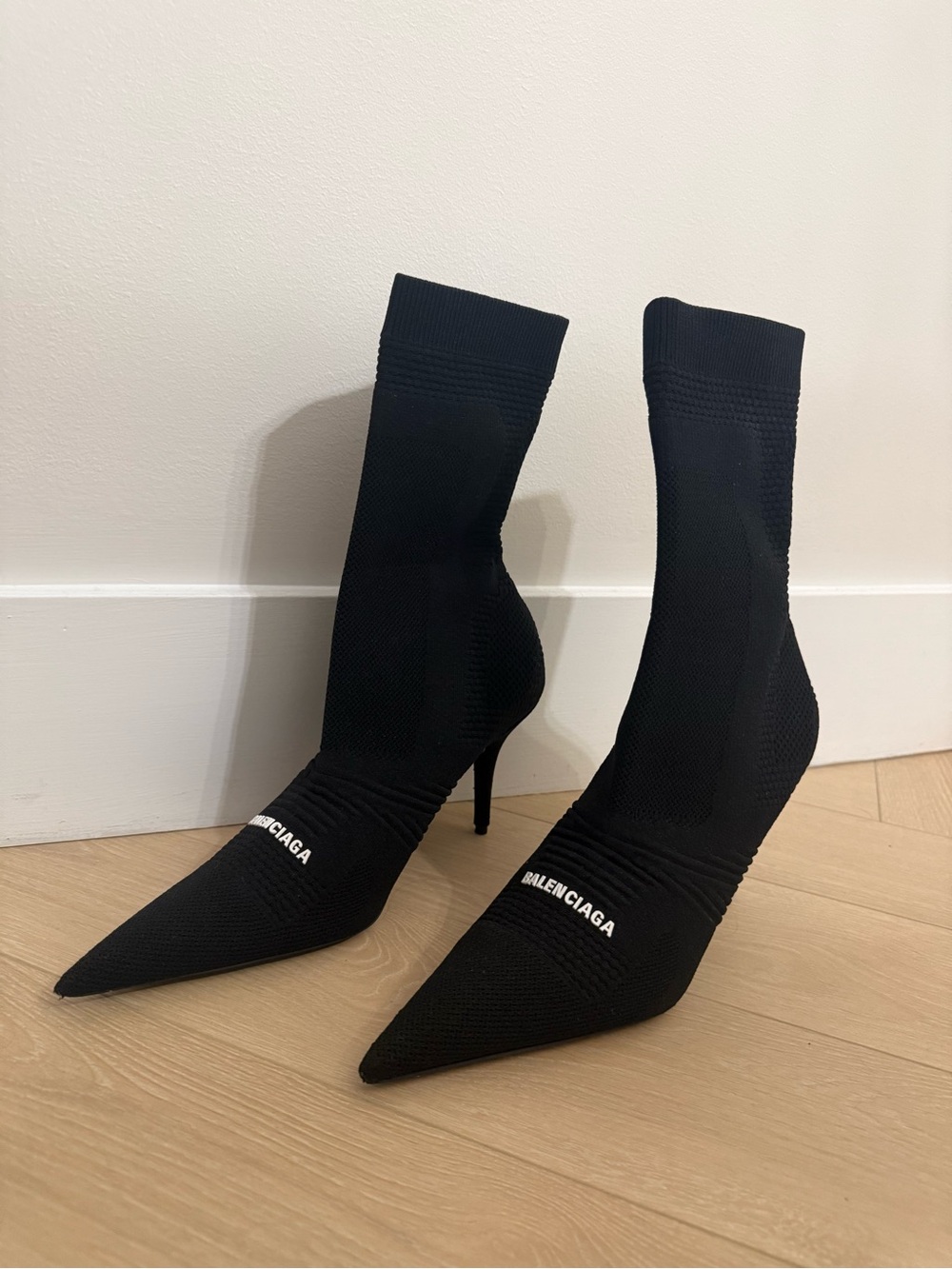 Balenciaga Black Knife Sock Booties - Pointed Toe Stiletto - Picture 2 of 10